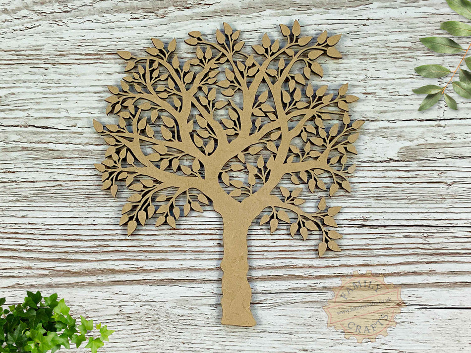 Wooden Leafy Family Tree Craft Blank