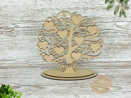 Freestanding Curly Branch Family Tree Craft Shape with Hearts