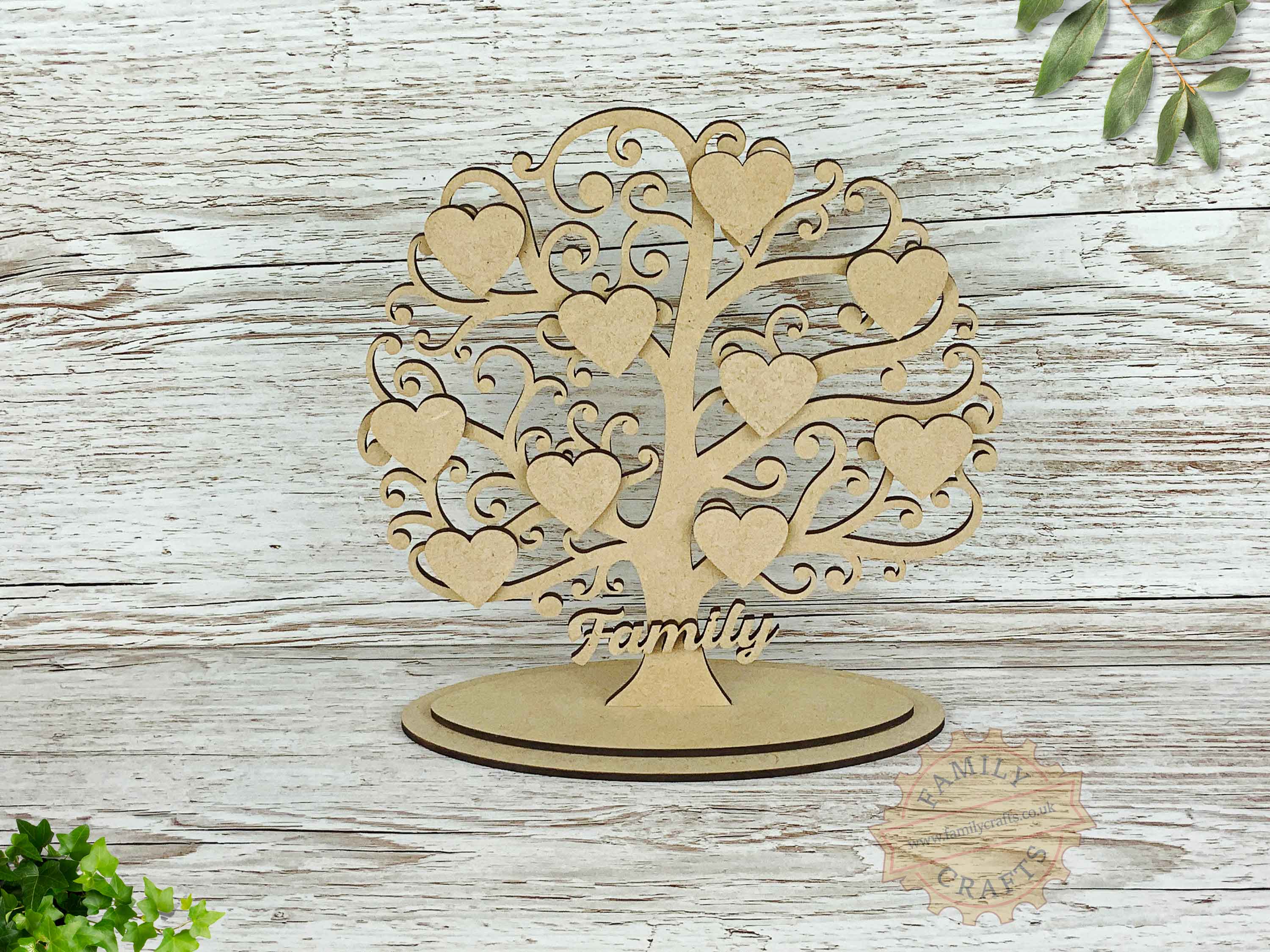 Freestanding Curly Branch Family Tree Craft Shape with Hearts