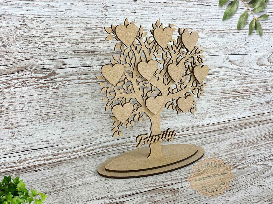 Freestanding Leafy Branch Family Tree Craft Shape with Hearts