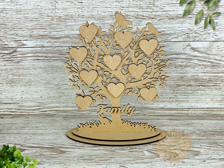 Freestanding Family Tree with Birds and a Rabbit