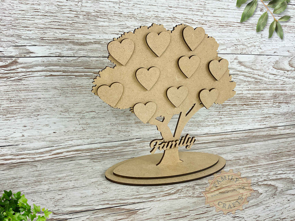 Freestanding Full Leaf Family Tree Craft Shape with Hearts