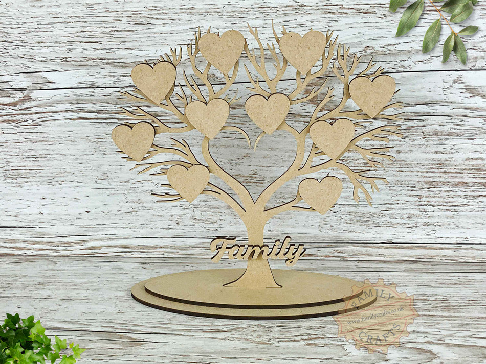 Freestanding Heart Branch Family Tree with Hearts 