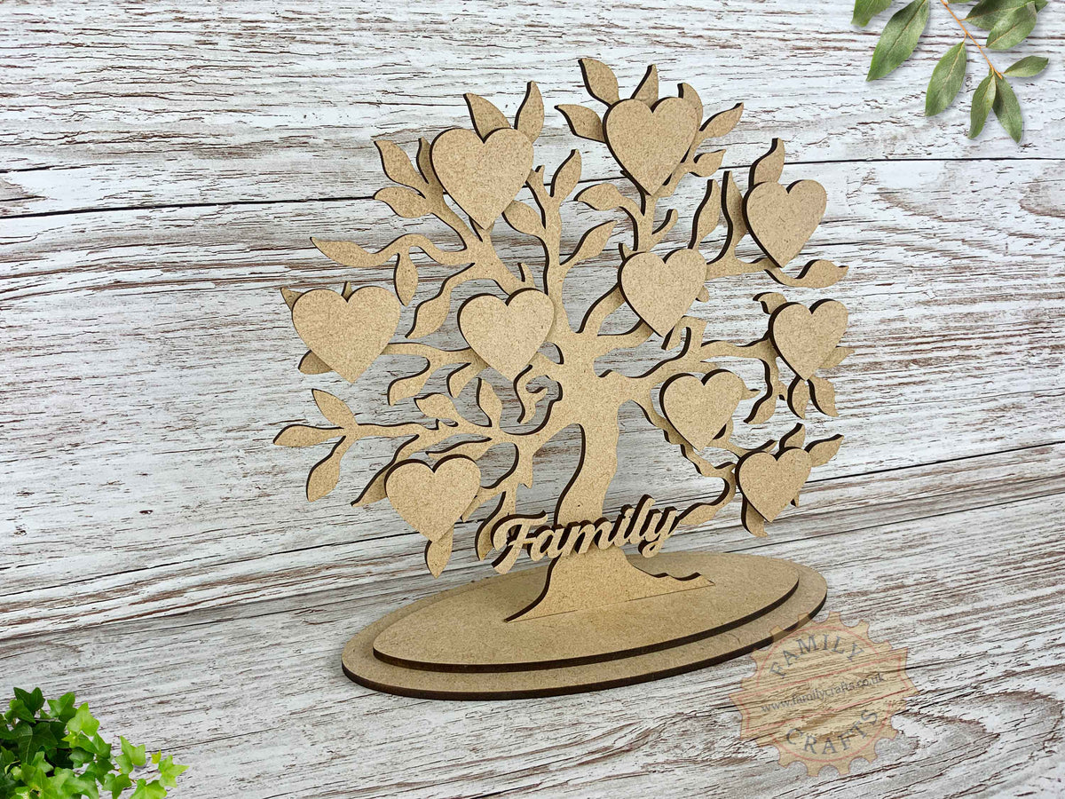 Freestanding Rustic Family Tree with Hearts - Elevate Every Home
