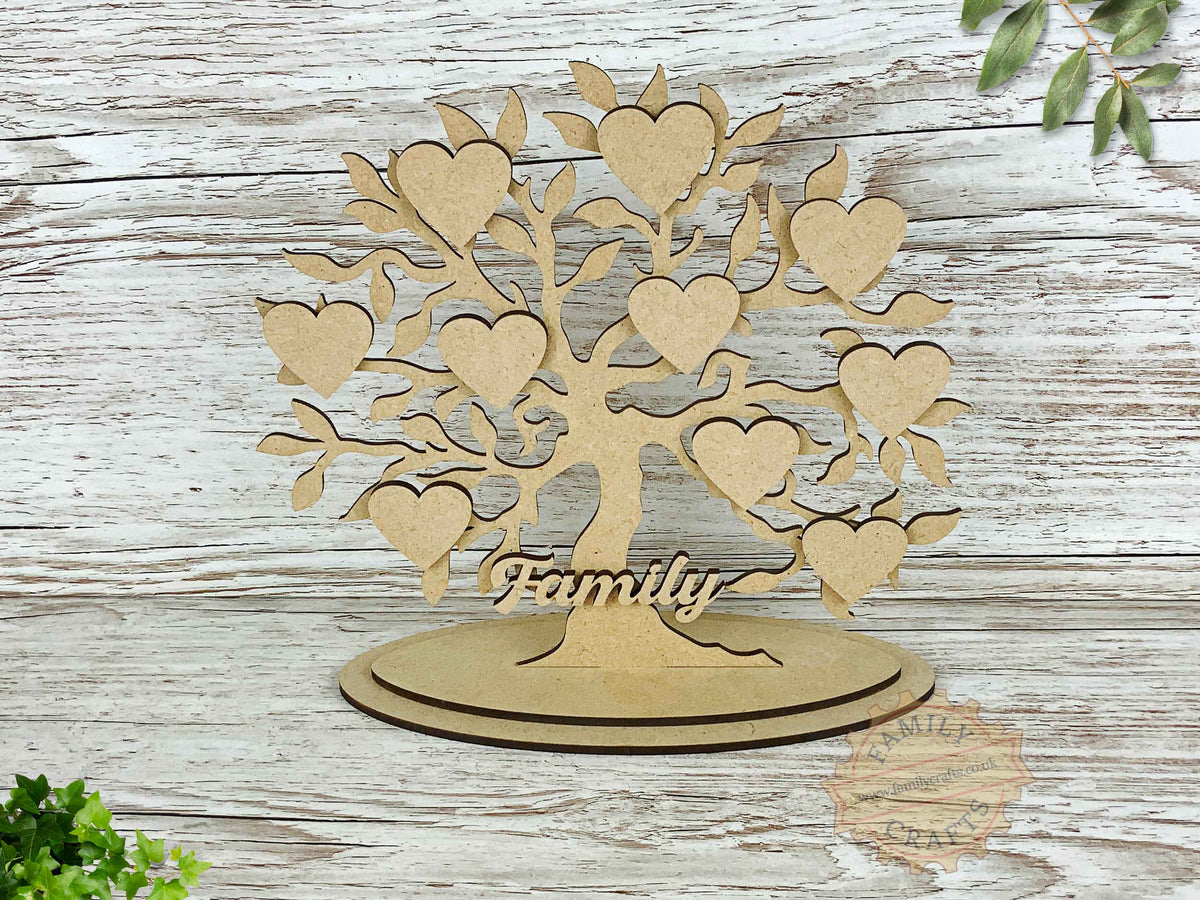 Freestanding Rustic Family Tree with Hearts - Elevate Every Home
