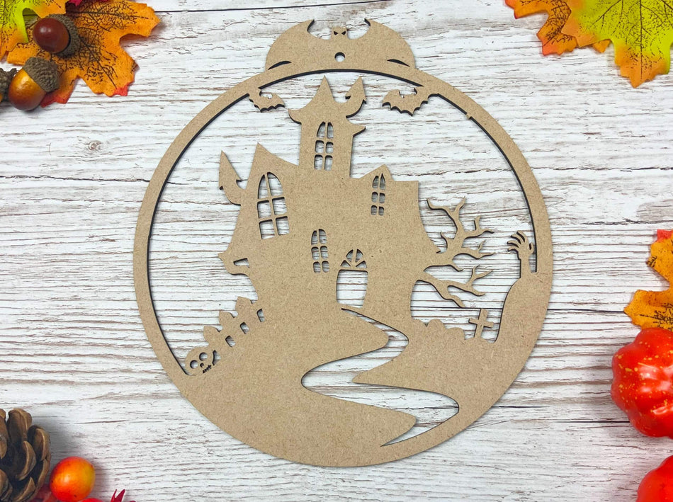 Haunted House Spooky Halloween Plaque