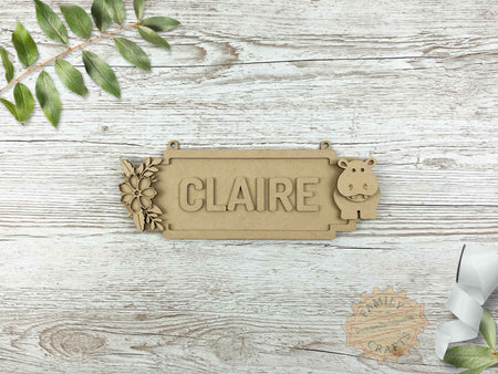 Hippo Themed Room Sign