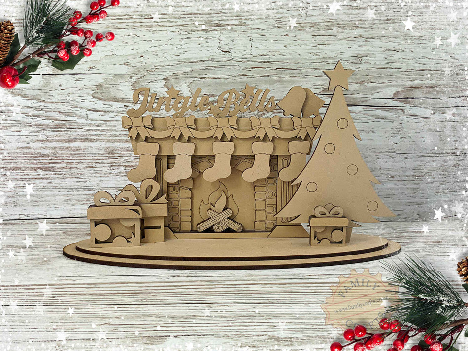 Jingle Bells Christmas Fireplace Scene