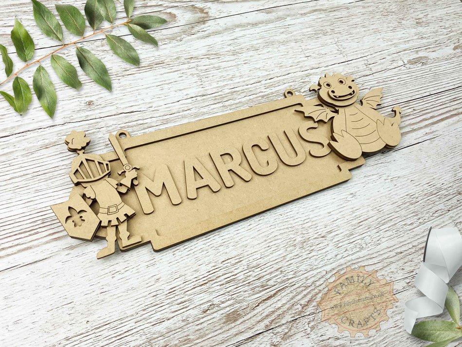 Personalised Knight and Dragon Name Sign