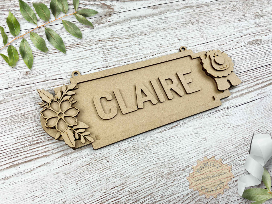 Personalised Lion Jungle Themed Name Sign