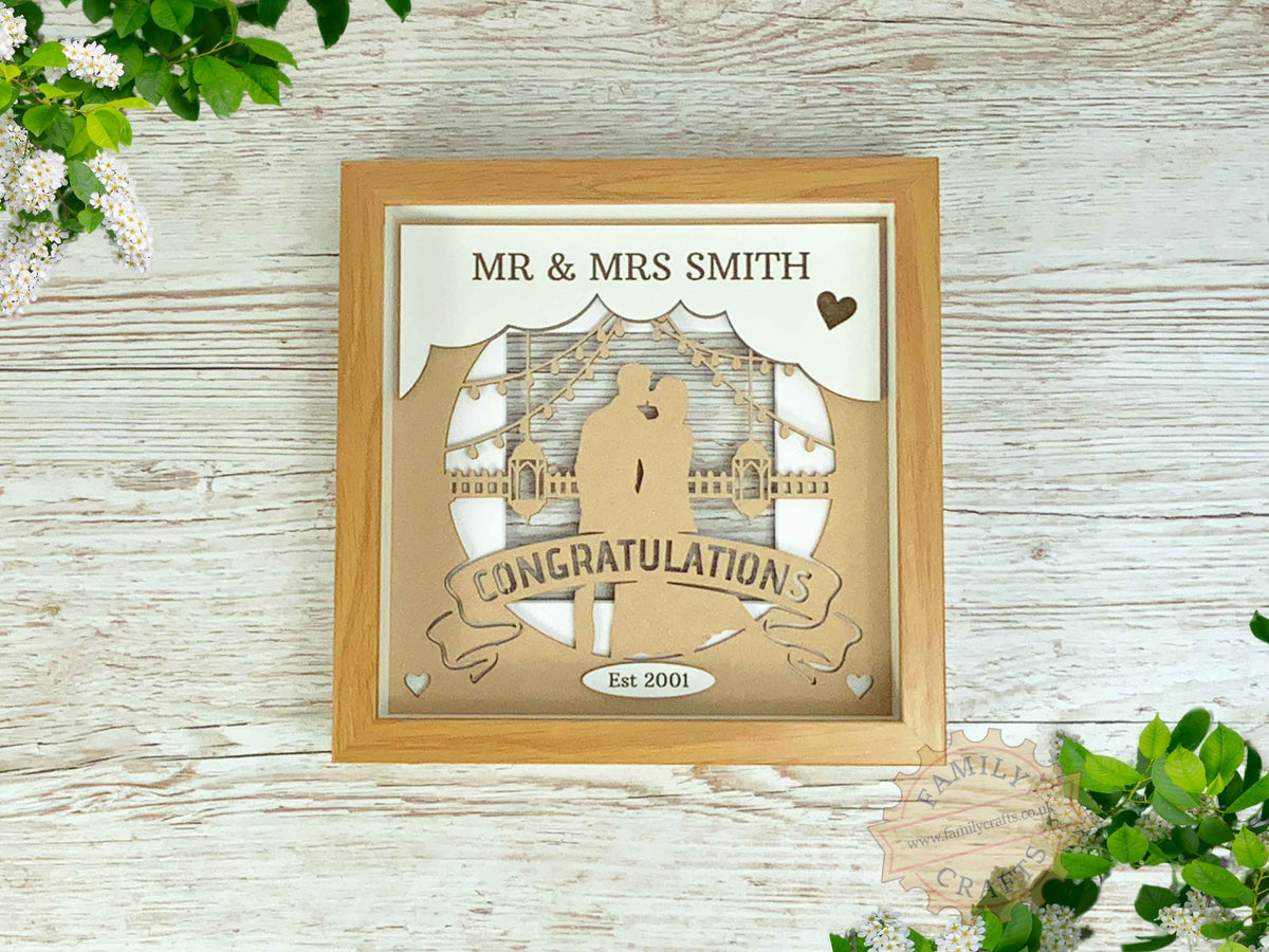 Wedding Day Gift Box Frame Insert Mr & Mrs - Example Within a Box Frame