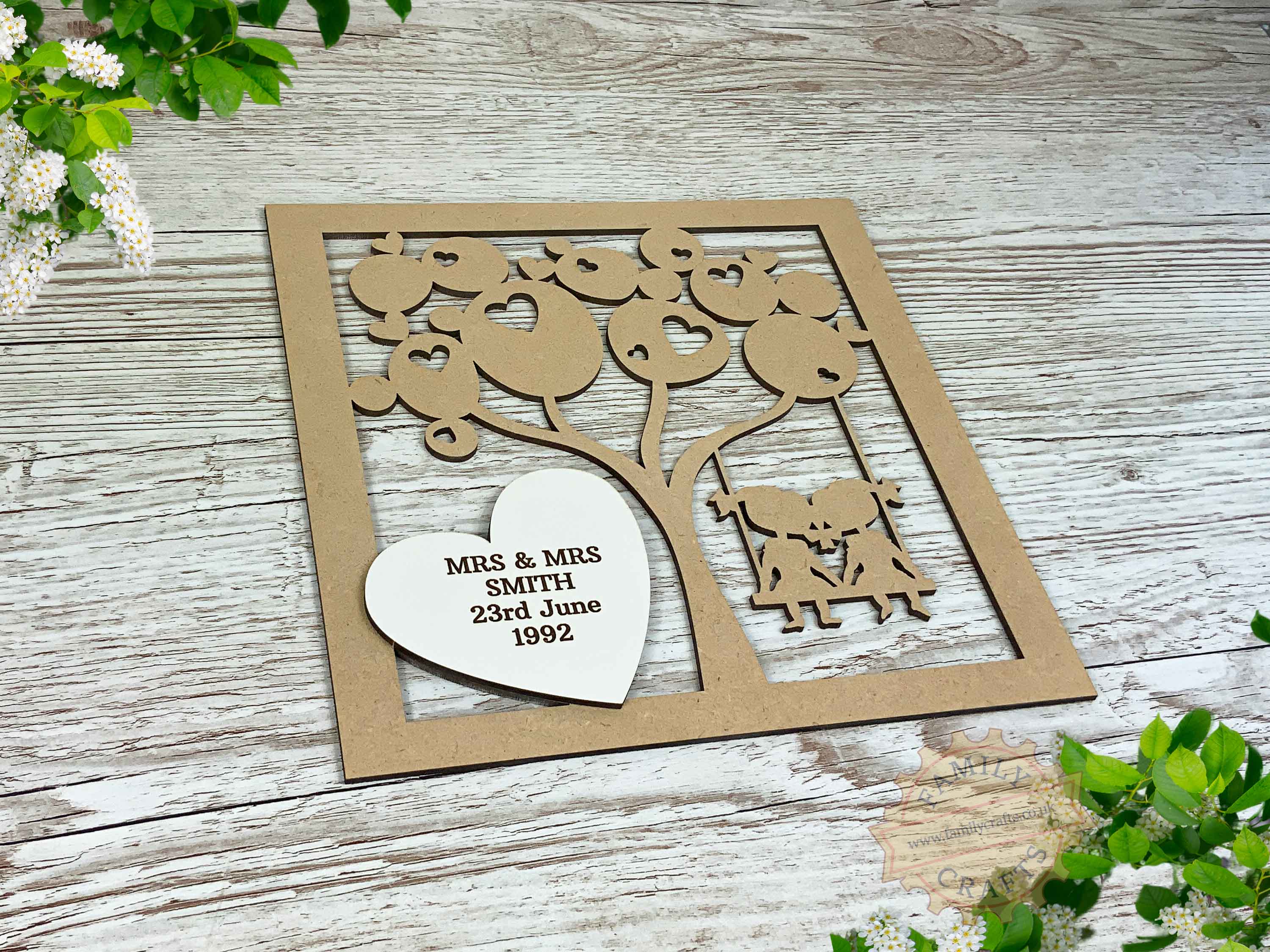 Personalised Love Swing Box Frame Insert Wedding Day Gift