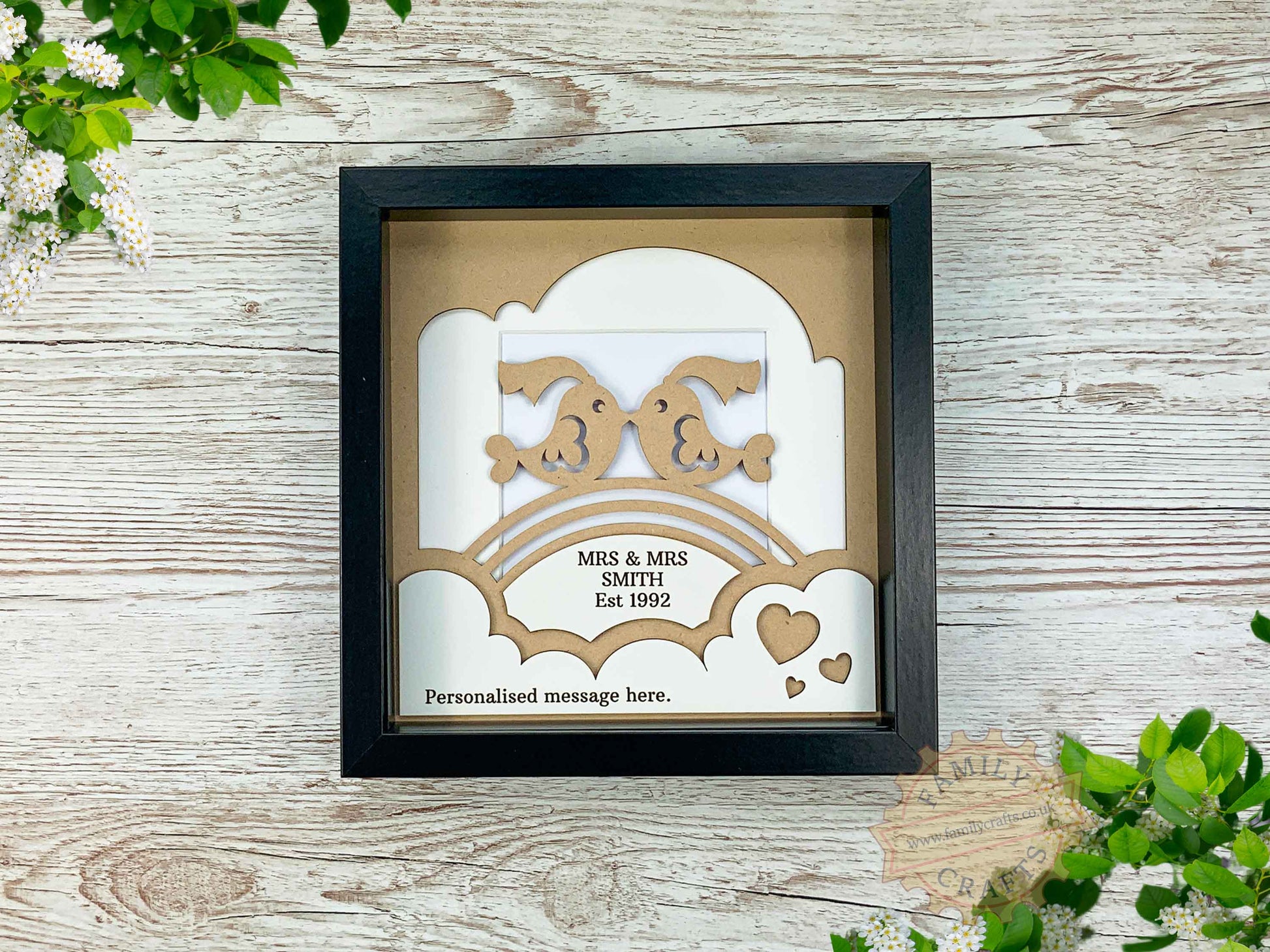 Personalised Love Birds Box Frame Insert - Cherished Moments Captured