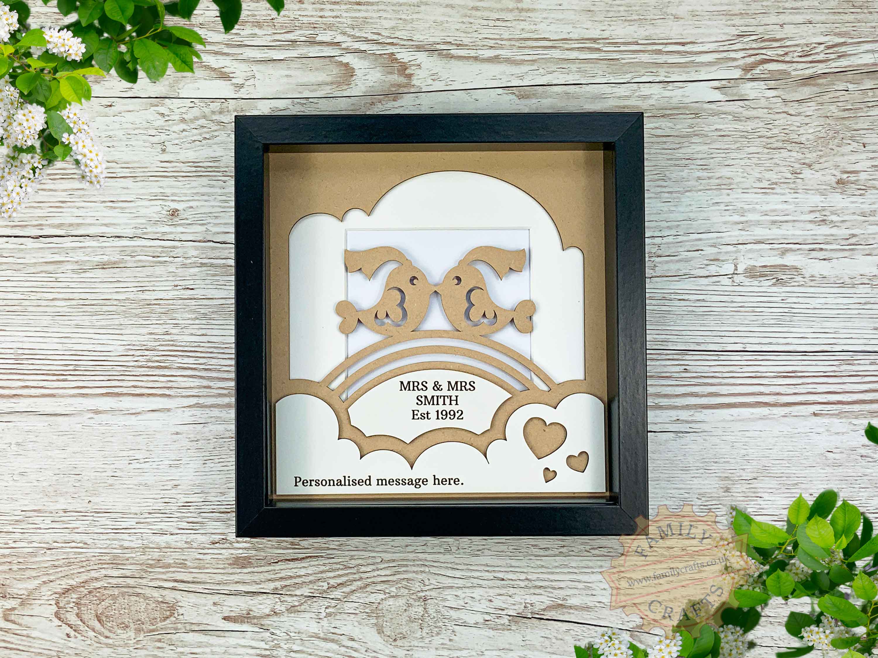 Personalised Box Frame Insert Mrs & Mrs - Box Frame Example