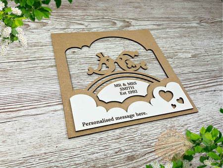 Personalised Love Birds Box Frame Insert