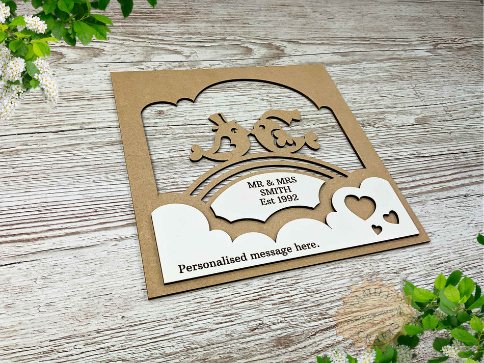 Personalised Love Birds Box Frame Insert