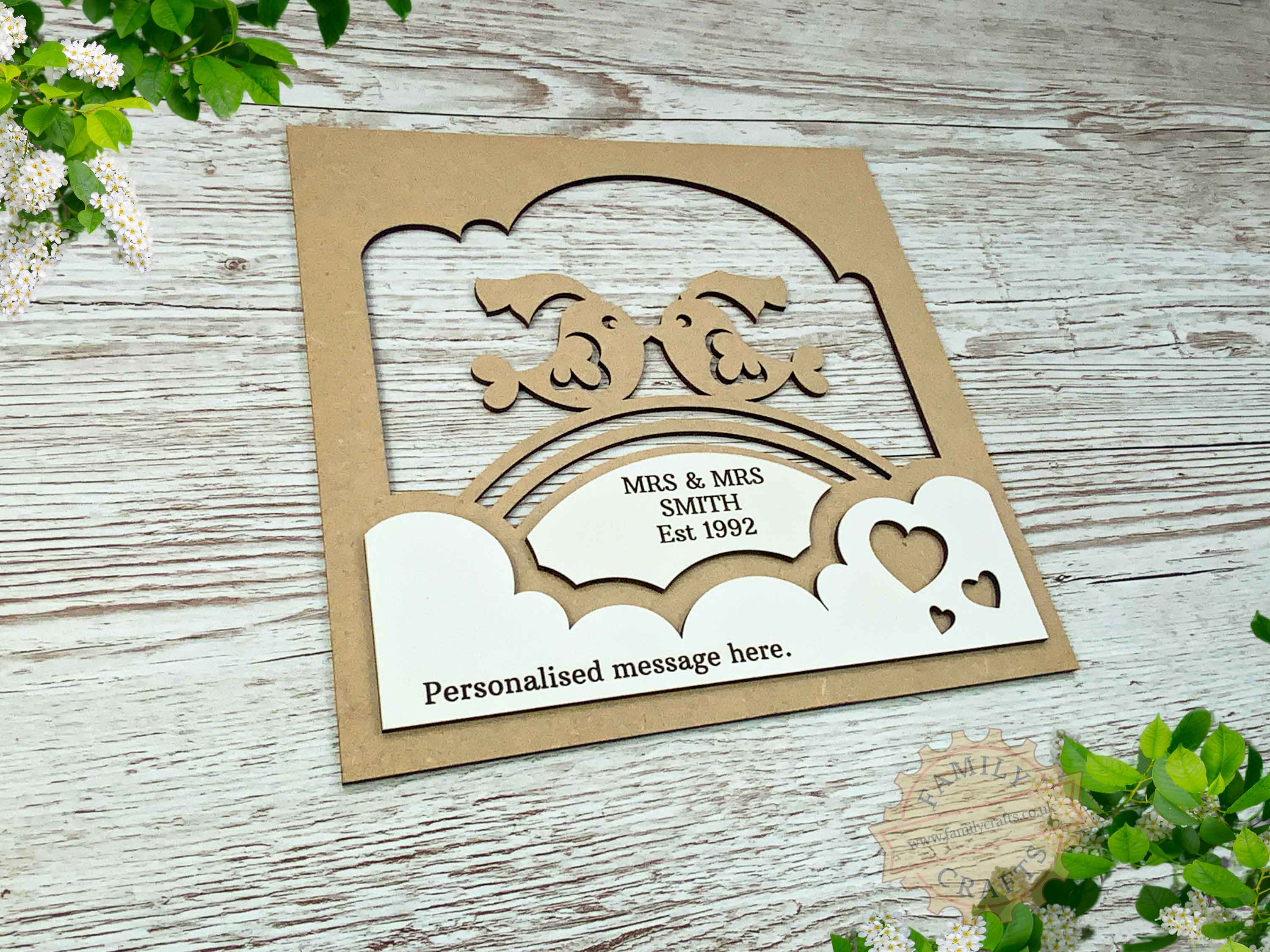 Love Birds Box Frame Insert Mrs & Mrs