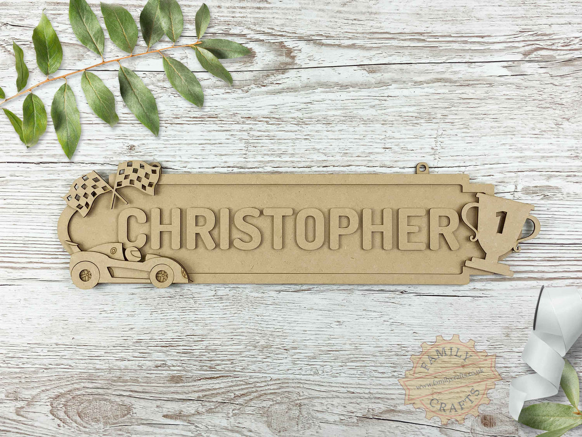 Personalised Racing Car Themed Name Sign
