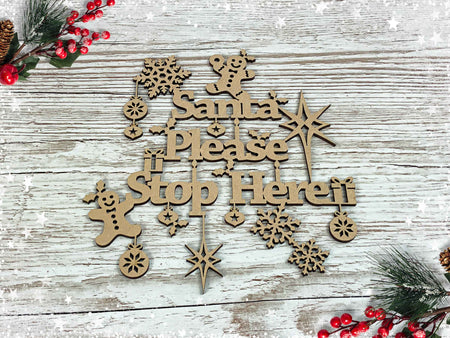 Santa Please Stop Here Window Decoration