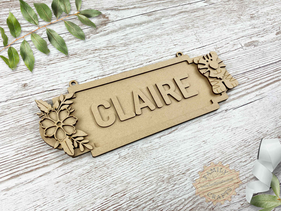 Personalised Tiger Jungle Themed Name Sign